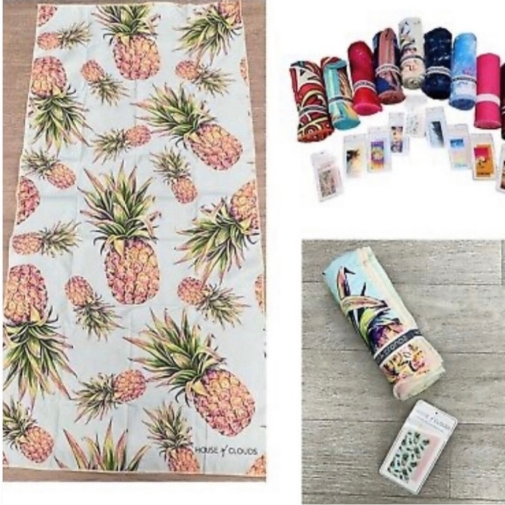 NWT House of Clouds Sand Free Microfiber beach towel Pineapple Design